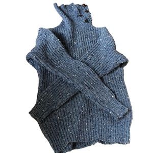 Wool sweater with button neck